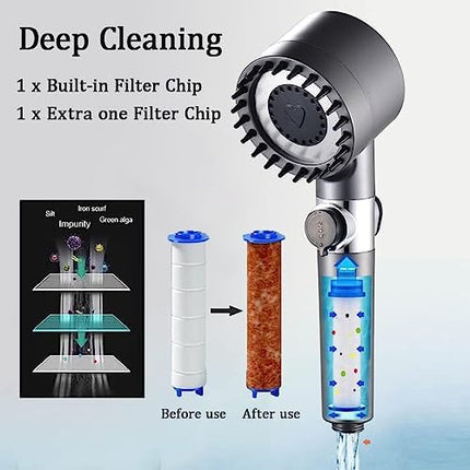 Multifunctional High Pressure Shower Head Filter Handheld Shower Head 3 Water Spray Settings